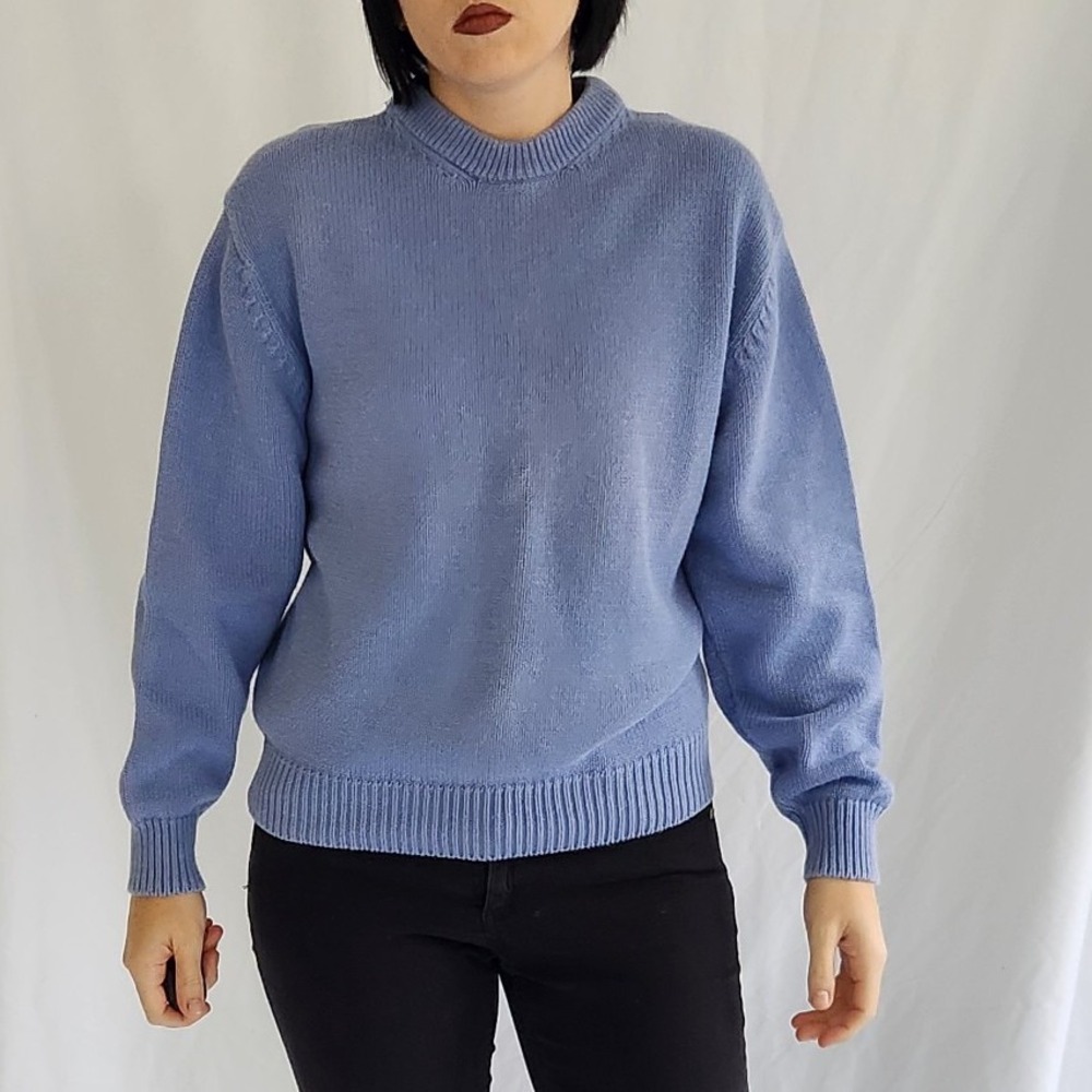 90s Eddie Bauer Periwinkle Cotton Sweater‎